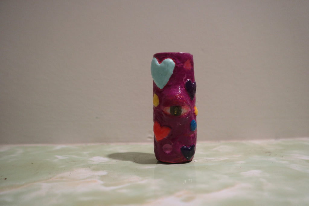 Heart & Eye Painted Lighter sleeve